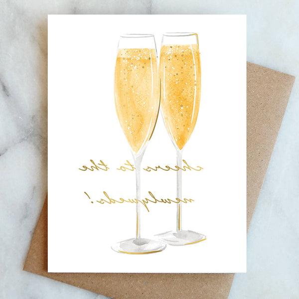 Newlywed Champagne Cheers Note Card